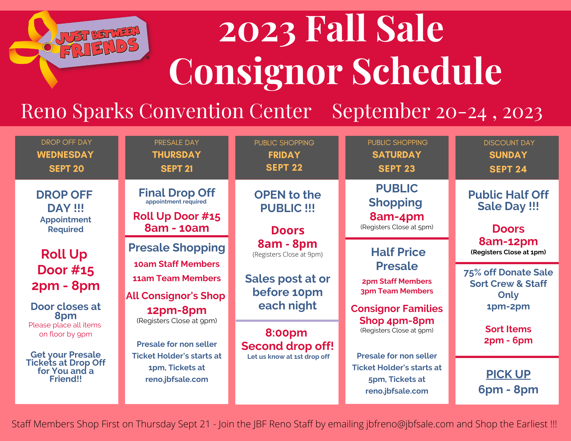 Fall 2023 JBF Sale Consignor/Seller Registration